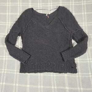 Free People Charcoal V-Neck Sweater